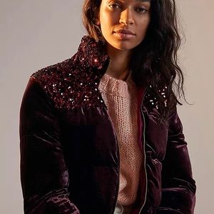 Anthropologie Sequined Puffer Jacket - Sz S (NWT)